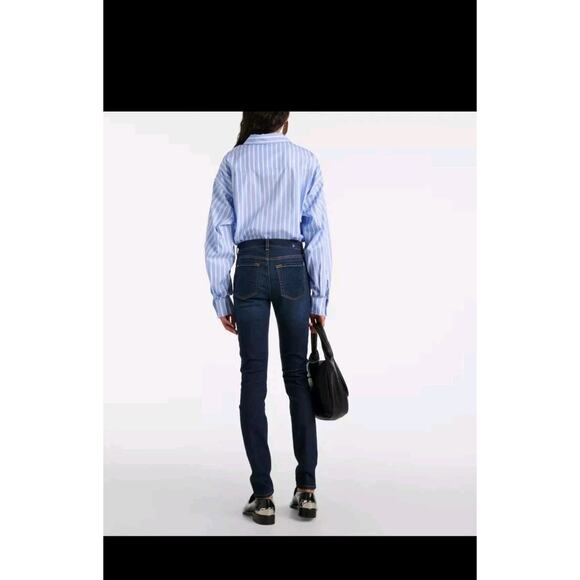 7 For All Mankind Jeans Womens 12 ( 22 x 26 ) Dark Blue Skinny Pants - Picture 7 of 13